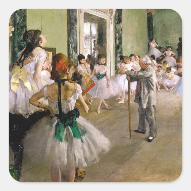 Edgar Degas Dance Class Quadratischer Aufkleber (Vorderseite)