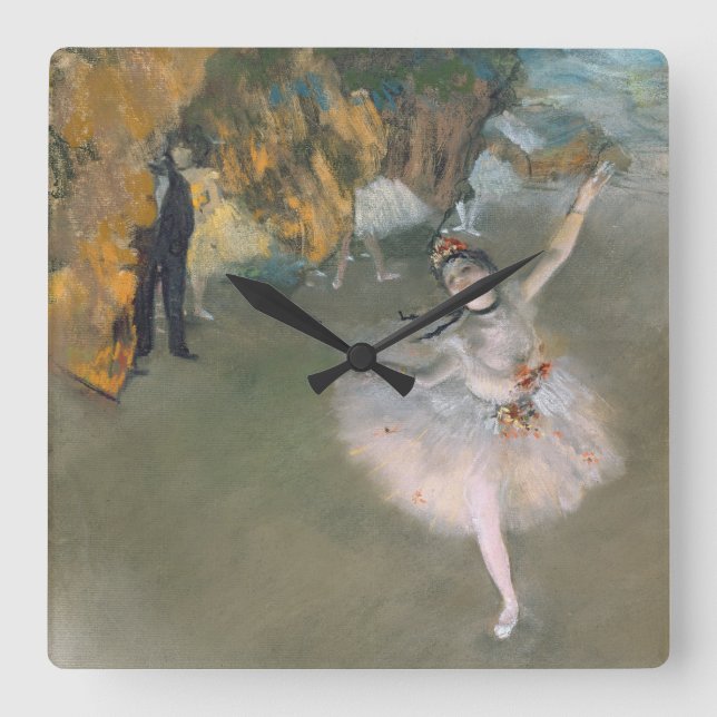 Edgar Degas | Der Star oder Tänzer auf der Bühne Quadratische Wanduhr (Vorderseite)