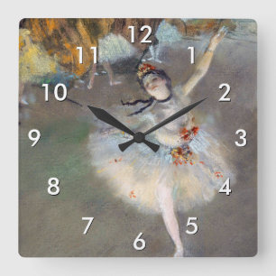 Edgar Degas - Der Star / Tänzerin auf der Bühne Quadratische Wanduhr