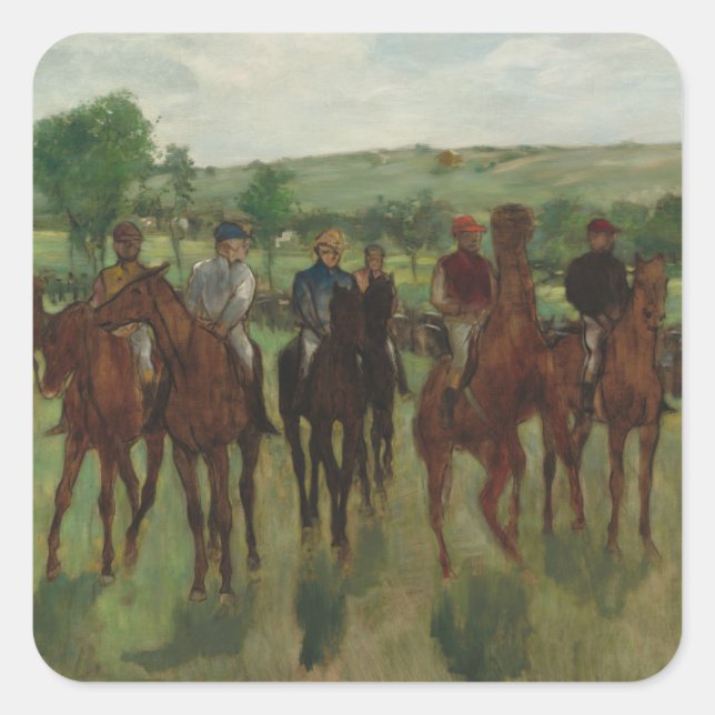 Edgar Degas | Die Fahrer Quadratischer Aufkleber (Vorderseite)
