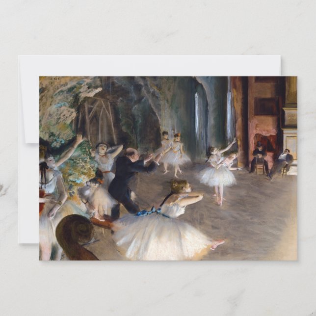 Edgar Degas - Die Probe des Balletts auf der Bühne Einladung (Vorderseite)