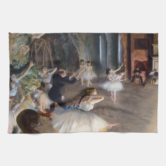Edgar Degas - Die Probe des Balletts auf der Bühne Geschirrtuch (Horizontal)