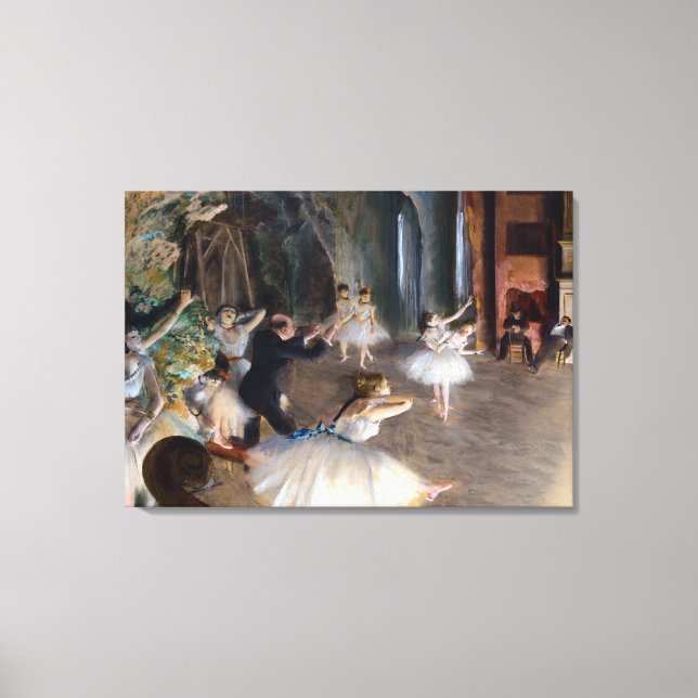 Edgar Degas - Die Probe des Balletts auf der Bühne Leinwanddruck (Vorderseite)
