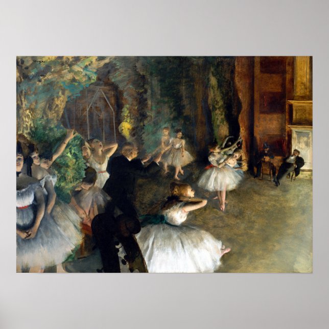Edgar Degas Die Probe des Balletts auf der Bühne Poster (Vorne)