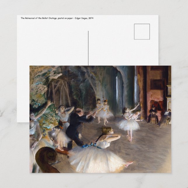 Edgar Degas - Die Probe des Balletts auf der Bühne Postkarte (Vorne/Hinten)