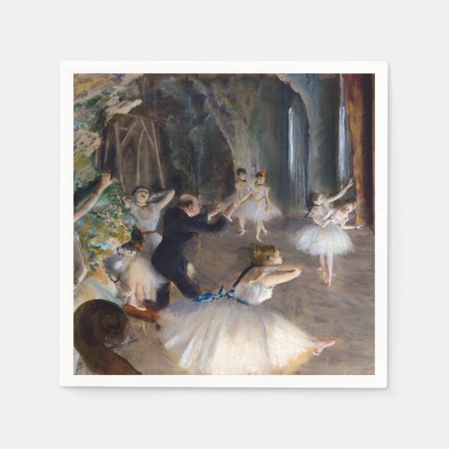 Edgar Degas - Die Probe des Balletts auf der Bühne Serviette (Vorderseite)