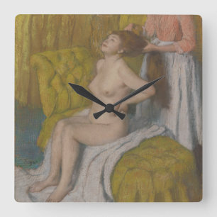 Edgar Degas   Frau, die ihr Haar gekämmt hat Quadratische Wanduhr