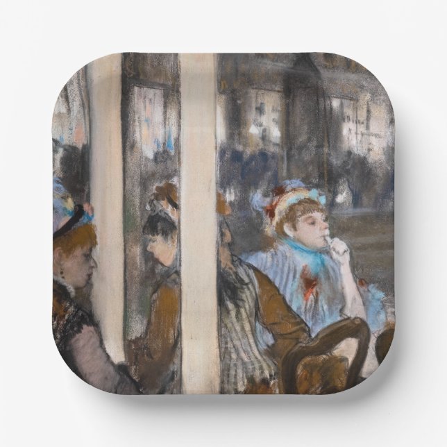 Edgar Degas - Frauen im Café Terrasse im Abend Pappteller (Vorderseite)