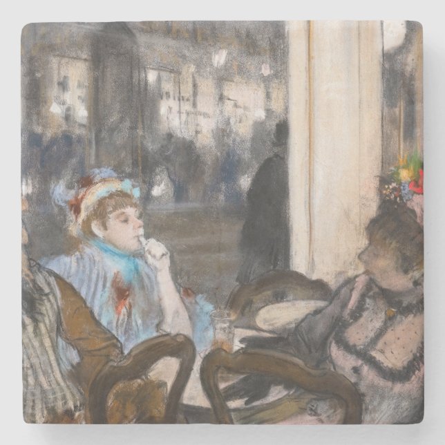 Edgar Degas - Frauen im Café Terrasse im Abend Steinuntersetzer (Vorderseite)
