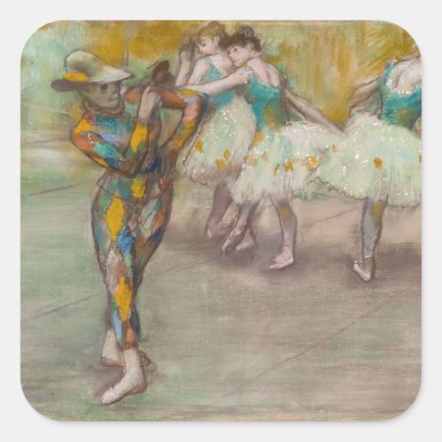 Edgar Degas - Harlequin Dance Quadratischer Aufkleber (Vorderseite)