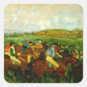 Edgar Degas Horseback Riding Quadratischer Aufkleber