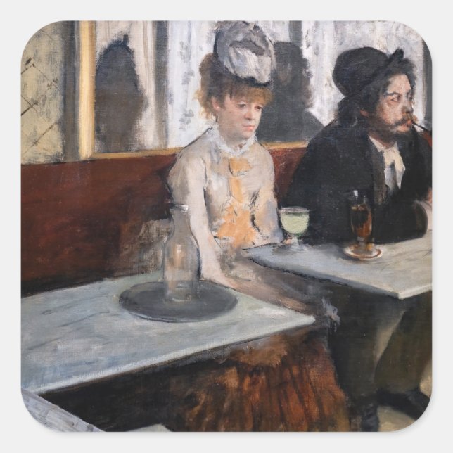 Edgar Degas - Im Café / The Absinthe Quadratischer Aufkleber (Vorderseite)
