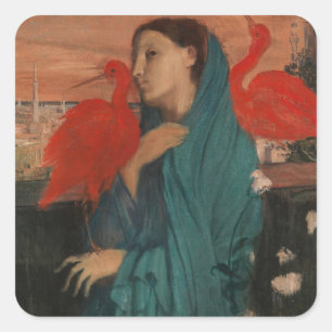 Edgar Degas   Junge Frau mit Ibis Quadratischer Aufkleber