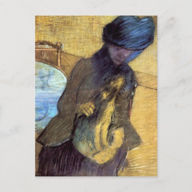 Edgar Degas - Mary Cassatt mit ihrem Hund Postkarte (Vorderseite)