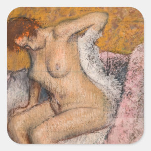 Edgar Degas - Nach dem Bad Quadratischer Aufkleber