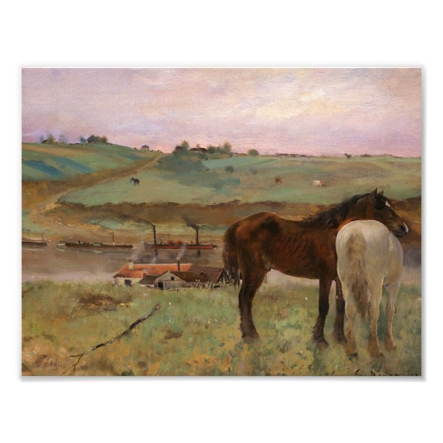 Edgar Degas - Pferde auf einer Wiese Fotodruck (Vorne)