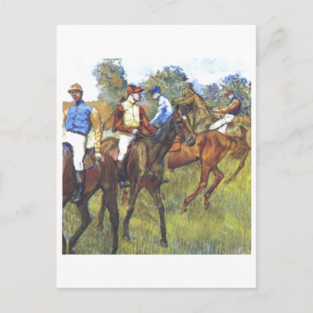 Edgar Degas - Race Horses Jockey Trees Rennpferde Postkarte (Vorderseite)