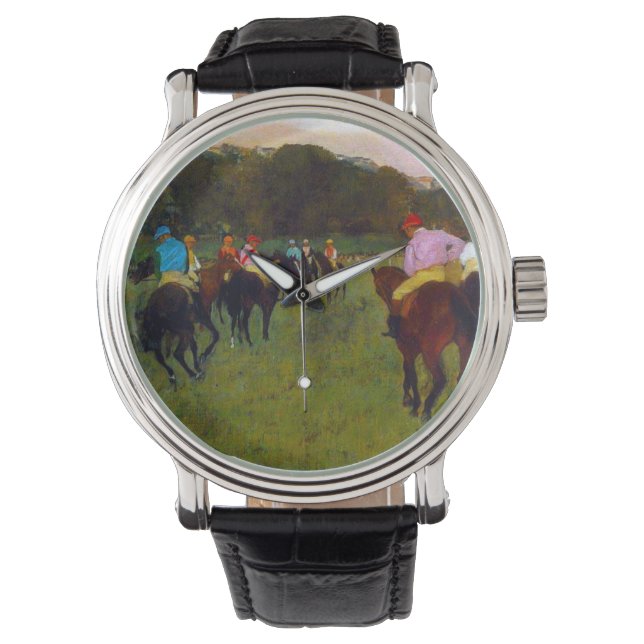 Edgar Degas Race Pferde in Longchamp Armbanduhr (Vorderseite)