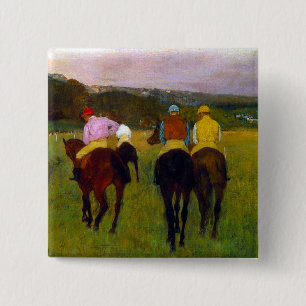 Edgar Degas Race Pferde in Longchamp Button