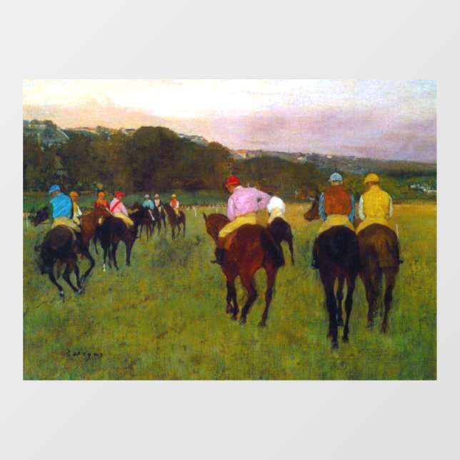 Edgar Degas Race Pferde in Longchamp Fensteraufkleber (Blatt)
