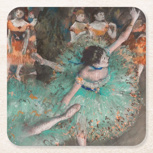 Edgar Degas - Schwuchender Tänzer / Tänzer in Grün Rechteckiger Pappuntersetzer (Vorderseite)