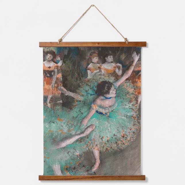 Edgar Degas - Schwuchender Tänzer / Tänzer in Grün Wandteppich Mit Holzrahmen (Vorderseite)