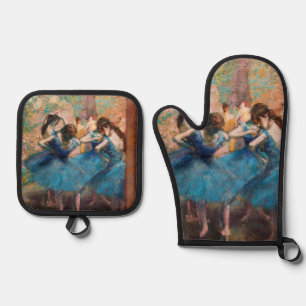 Edgar Degas - Tänzer in Blau Ofenhandschuh & Topflappen-Set