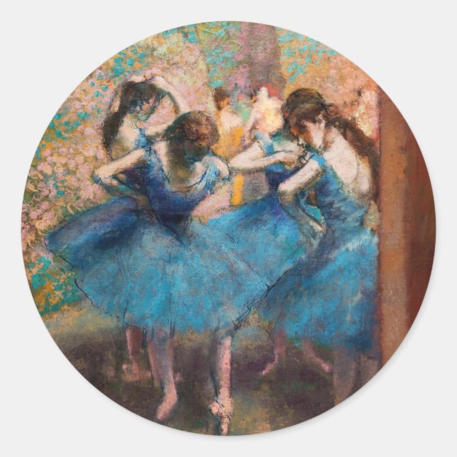 Edgar Degas - Tänzer in Blau Runder Aufkleber (Vorderseite)