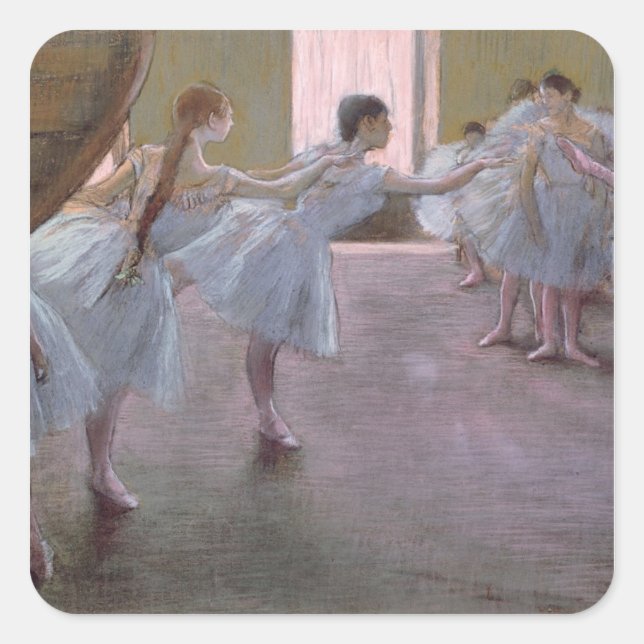 Edgar Degas | Tänzer in der Probe, 1875-1877 Quadratischer Aufkleber (Vorderseite)