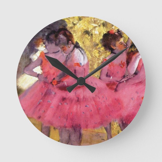 Edgar Degas - Tänzer in Rosa - Ballett-Tanz-Lover Runde Wanduhr (Vorderseite)