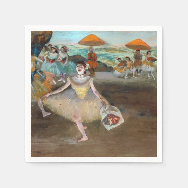 Edgar Degas - Tänzer mit Bouquet, Bowing auf Bühne Serviette (Vorderseite)