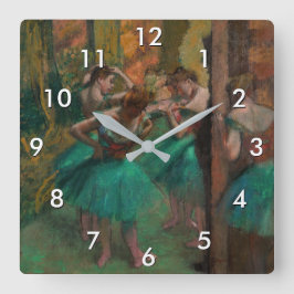 Edgar Degas - Tänzer, Rosa und Grün Quadratische Wanduhr
