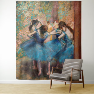 Edgar Degas - Tänzerinnen in blau Wandteppich