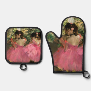 Edgar Degas - Tänzerinnen in Rosa Ofenhandschuh & Topflappen-Set