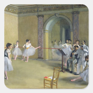 Edgar Degas   Tanzfoyer Quadratischer Aufkleber