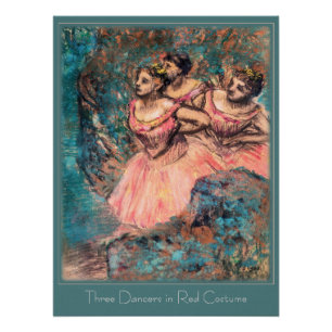 Edgar Degas Three Dancers in Red CC0390 Poster