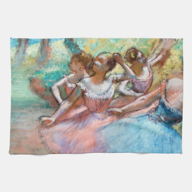 Edgar Degas - Vier Ballerinas auf Bühne Geschirrtuch (Horizontal)