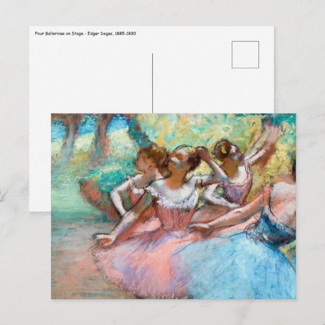Edgar Degas - Vier Ballerinas auf Bühne Postkarte (Vorne/Hinten)