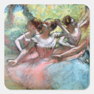 Edgar Degas   Vier Ballerinas auf der Bühne Quadratischer Aufkleber