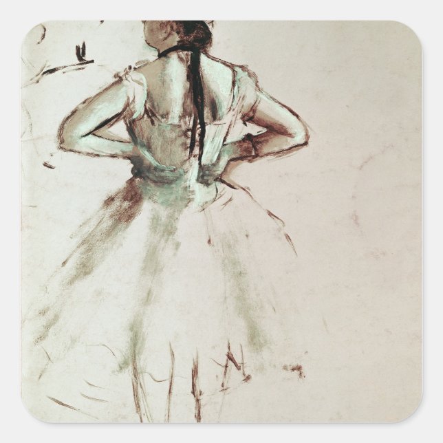 Edgar Degas | Von hinten angesehener Tänzer Quadratischer Aufkleber (Vorderseite)