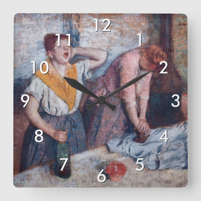 Edgar Degas - Women Ironing Quadratische Wanduhr (Vorderseite)