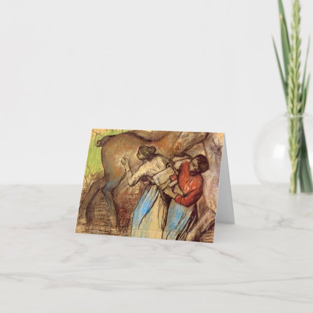 Edgar Degas - Zwei Frauen waschen Pferde Karte (Vorderseite)