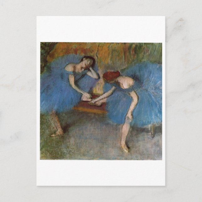 Edgar Degas - Zwei Tänzer Blue Tutu Redhead Dancer Postkarte (Vorderseite)