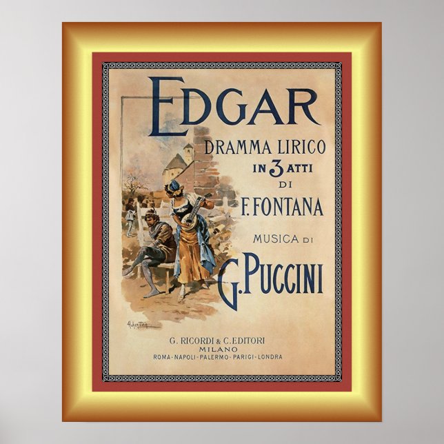 Edgar ~Piccini ~ Lyrical Drama by F. Fountana ~ Poster (Vorne)