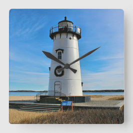 Edgartown Harbor Lighthouse, Martha's Vineyard MA Quadratische Wanduhr