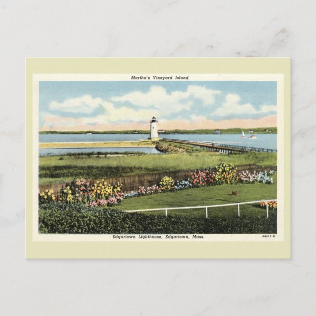 Edgartown Lighthouse Martha's Vineyard c1925 Postc Postkarte (Vorderseite)