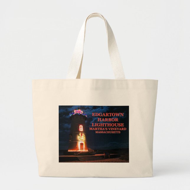 Edgartown Lighthouse, Martha's Vineyard MA Tote Ba Jumbo Stoffbeutel (Vorne)