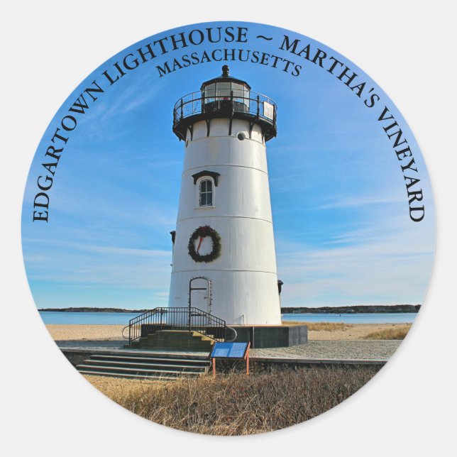 Edgartown Lighthouse, Massachusetts Round Sticker (Vorderseite)