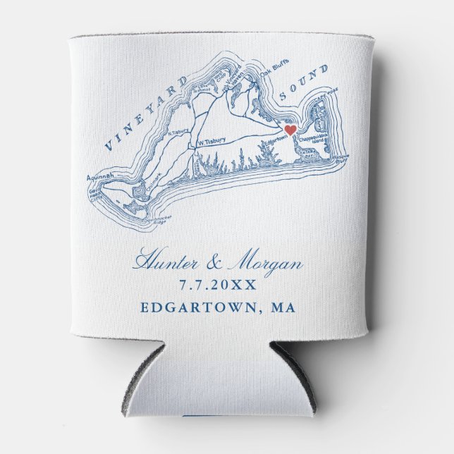 Edgartown MA Karte Elegant Navy Blue Gastgeschenk  Dosenkühler (Vorderseite)