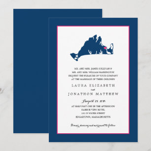 EDGARTOWN Marthas Vineyard Map   Hochzeit Einladung